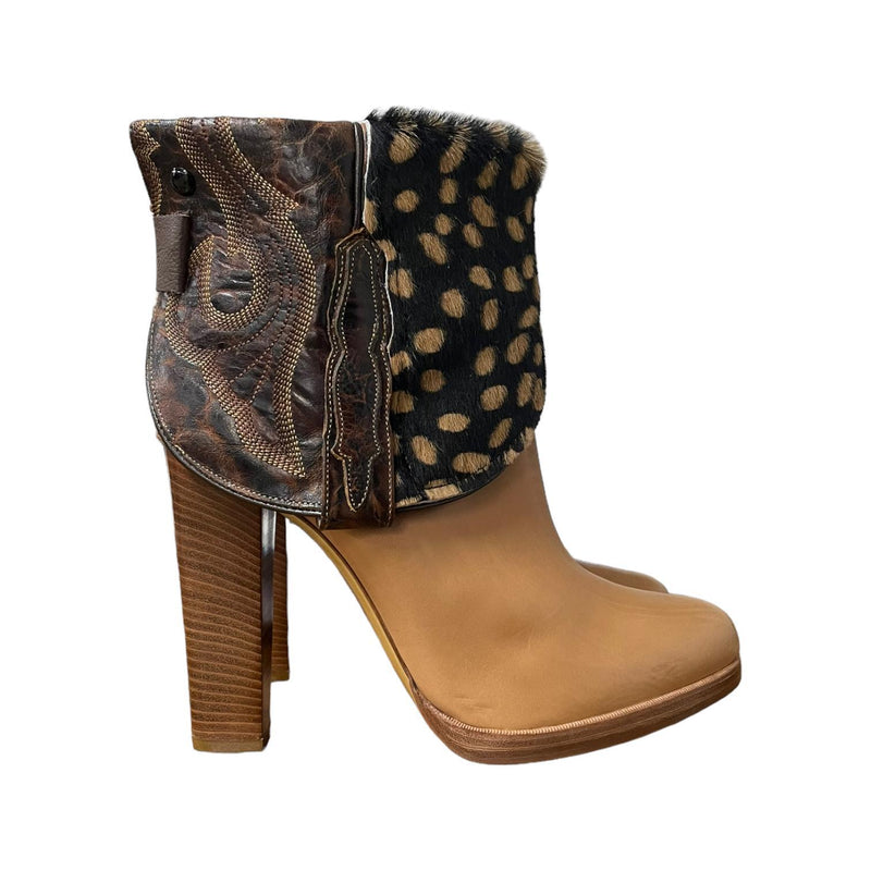 9.5 Two Toned & Hair-on Hide Stacked Heel Canty Boots®