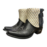 7.5 Embroidered Black & Metallic Woven Leather Canty Boots®