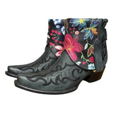 8.5 Embroidered Black & Floral Leather Canty Boots®