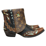8 Tricolor Tooled & Designer Canty Boots® with Silver & Turquoise Bow Concho