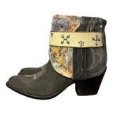 8.5 Charcoal Rough Out & Butterfly Printed Hair-on Hide Canty Boots®