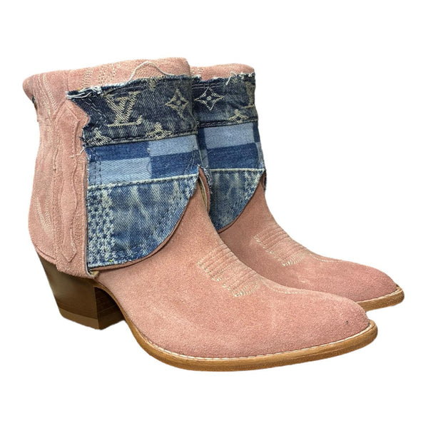 6.5 Pink Rough Out & Layered Designer Denim Canty Boots®