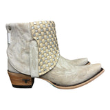 9.5 Embroidered White & Metallic Woven Leather Canty Boots®