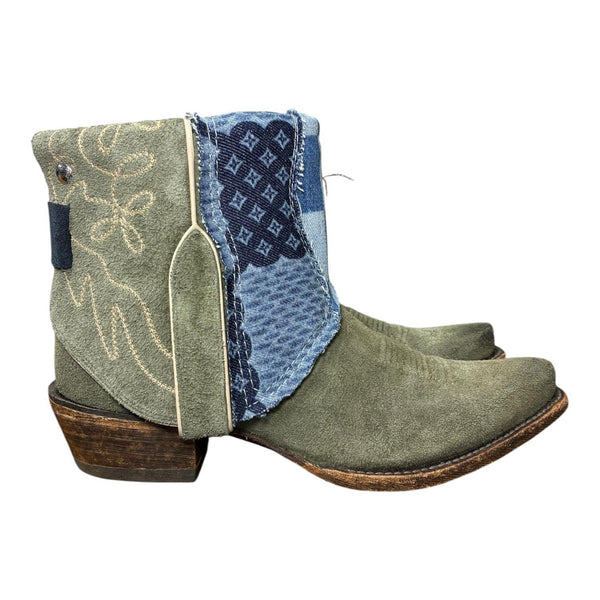 8 Green Rough Out & Layered Designer Denim Canty Boots®