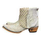 9.5 Embroidered White & Metallic Woven Leather Canty Boots®
