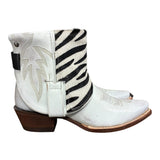 7 White & Zebra Striped Hair-on Hide Canty Boots®