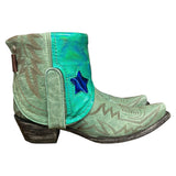 7.5 Embroidered Turquoise & Metallic Leather Canty Boots® with Star Inlay