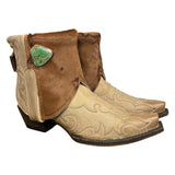 7 Embroidered Tan & Hair-on Hide Canty Boots® with Turquoise Concho