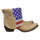 10 Embroidered Tan & American Flag Crystals Canty Boots®