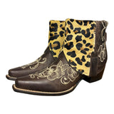 8.5 Embroidered Floral & Leopard Hair-on Hide Canty Boots®