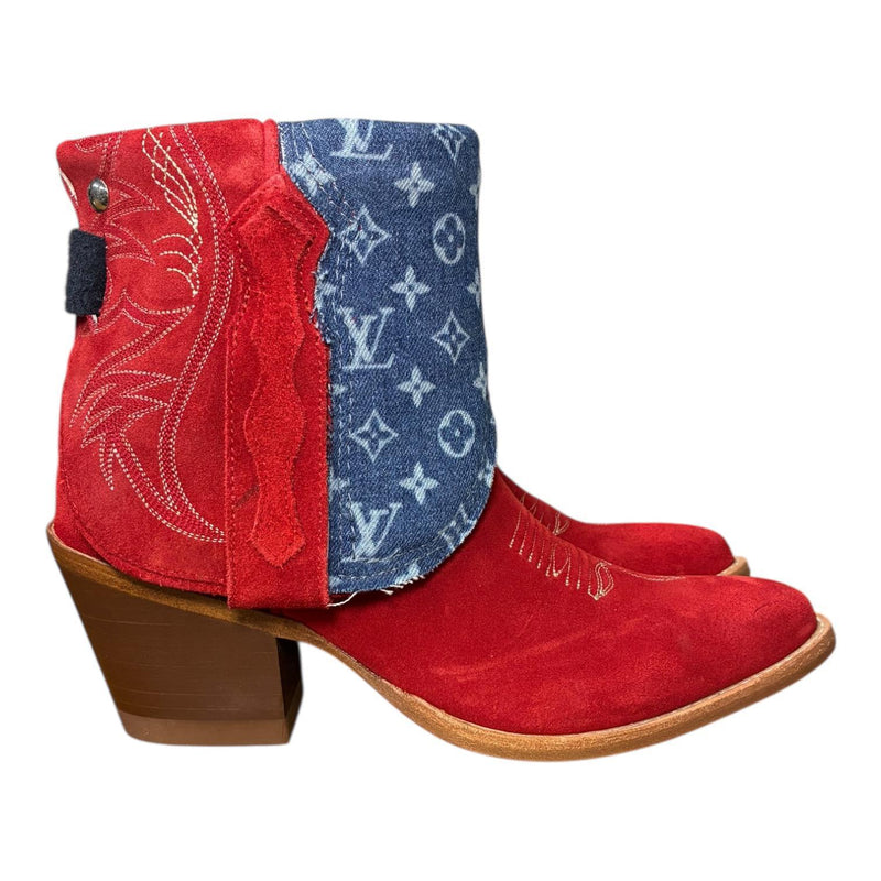 9 Red Rough Out & Designer Denim Canty Boots®