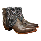 6.5 Brown & Metallic Floral Leather Canty Boots®