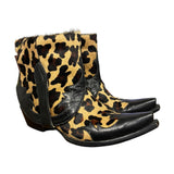 8.5 Tooled Black & Leopard Hair-on Hide Canty Boots®