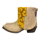 7 Embroidered Tan & Pressed Floral Leather Canty Boots®
