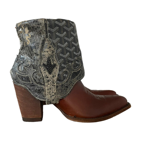 8.5 Two Toned & Designer Stacked Heel Canty Boots®