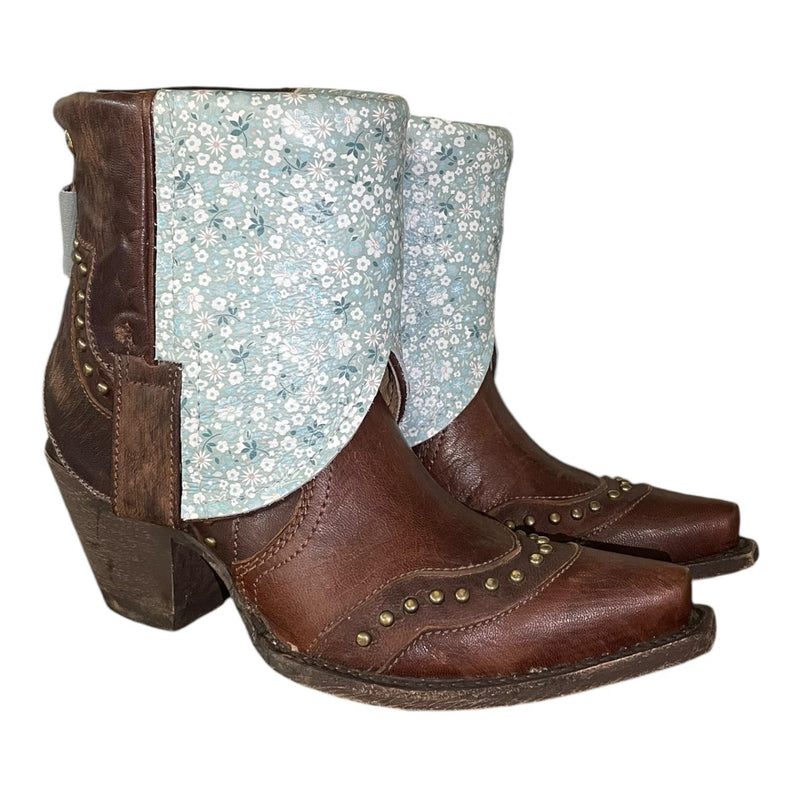 6.5 Brown & Studded with Green Floral Canty Boots®