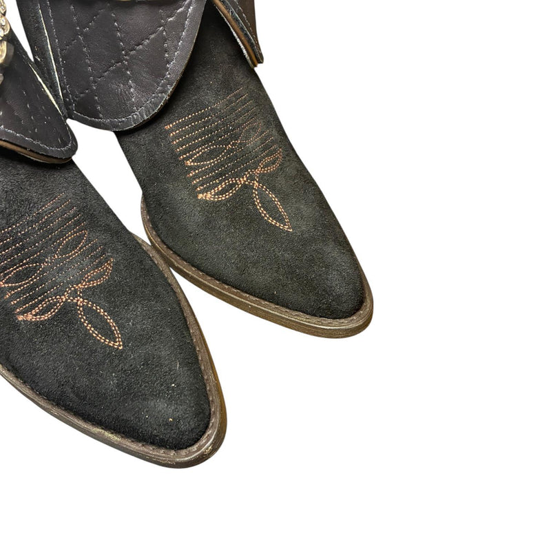 6 Black Rough Out & Quilted Leather Canty Boots®