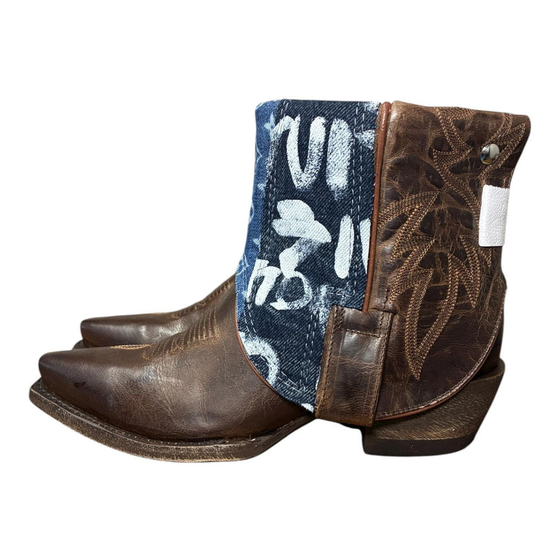 7.5 Brown & Layered Designer Denim Canty Boots®