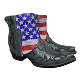7.5 Embroidered Black & American Flag Crystals Canty Boots®