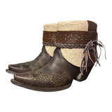 9 Brown & Cream Lace Leather Canty Boots®