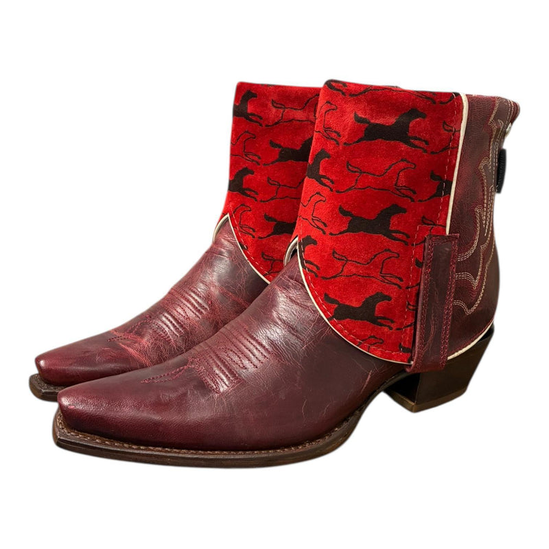 8 Embroidered Red & Horse Print Canty Boots®