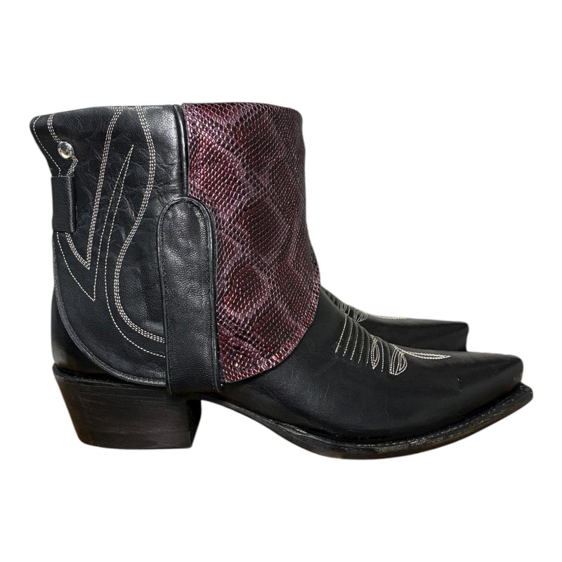 9 Black & Purple Leather Canty Boots® with Pink Concho