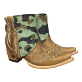 7.5 Embroidered Brown & Camo Hair-on Hide Canty Boots®