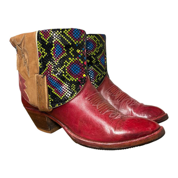 9 Pink & Tan with Printed Exotic Leather Canty Boots®