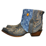 9 Embroidered Blue & Designer Denim Canty Boots® with Amber Concho