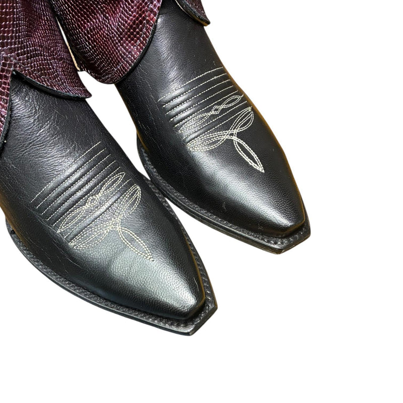 8 Black & Purple Leather Canty Boots® with Black Onyx Concho