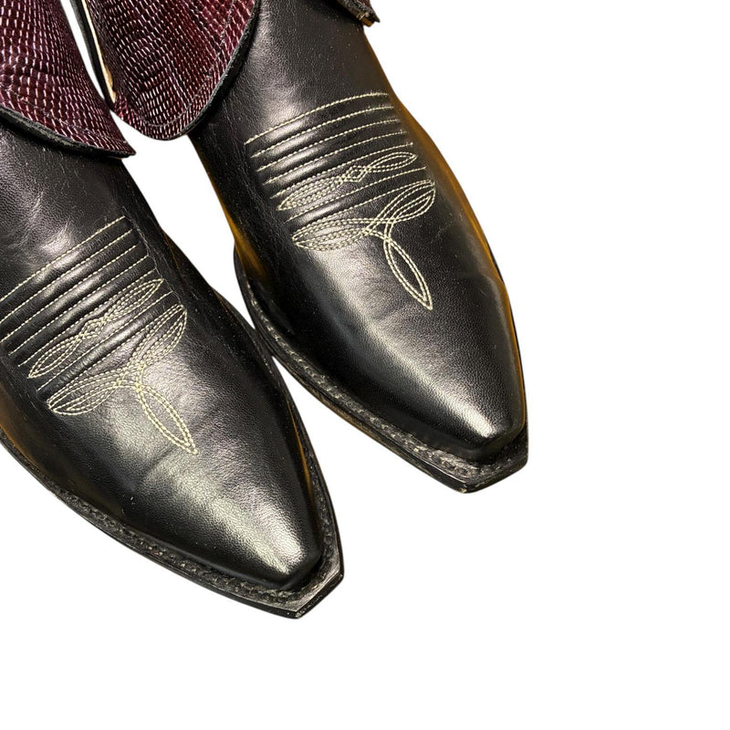 9 Black & Purple Leather Canty Boots® with Pink Concho