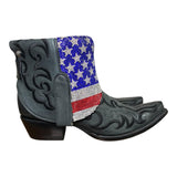 9 Embroidered Black & American Flag Crystals Canty Boots®