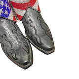 7.5 Embroidered Black & American Flag Crystals Canty Boots®