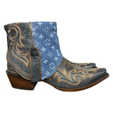 9 Embroidered Blue & Designer Denim Canty Boots® with Amber Concho