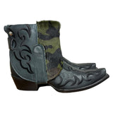 7 Embroidered Black & Camo Hair-on Hide Canty Boots®