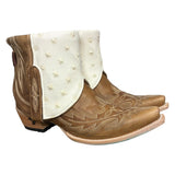 9 Embroidered Brown & Studded Cream Leather Canty Boots®
