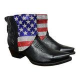 7.5 Black & American Flag Crystals Canty Boots®