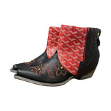 9.5 Black Floral & Designer Canty Boots® with Butterfly Patch