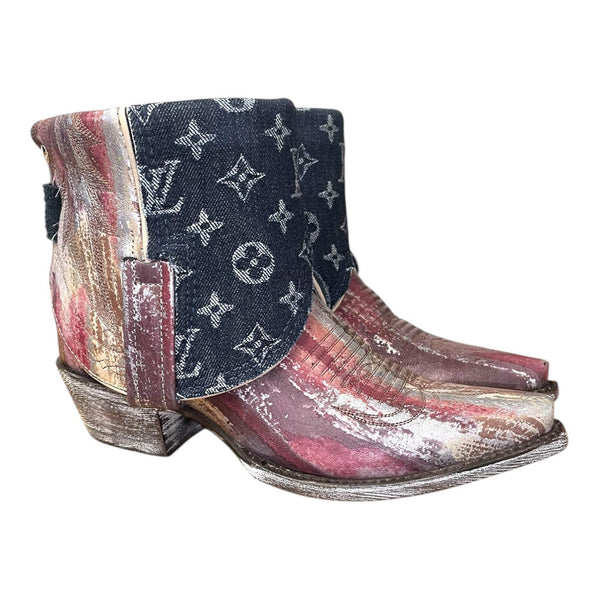 8.5 Metallic Purple & Designer Denim Canty Boots®