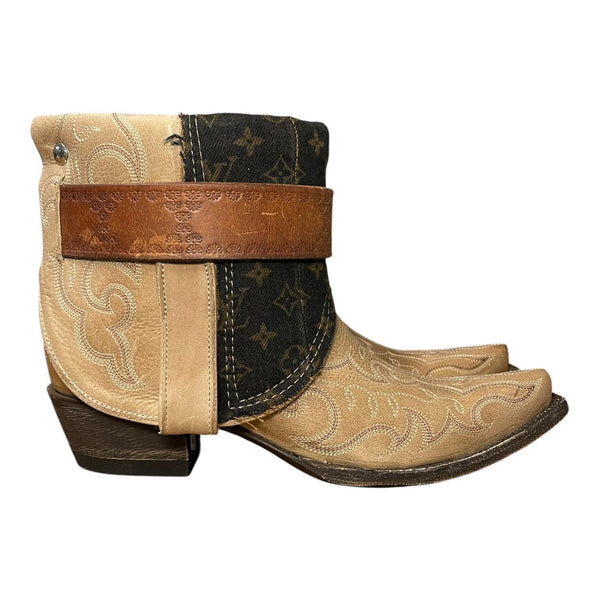 8.5 Embroidered Tan & Designer Denim Canty Boots®