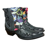 6.5 Embroidered Black & Floral Leather Canty Boots®
