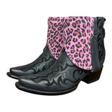 6.5 Embroidered Black & Pink Leopard Canty Boots®