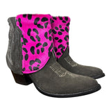 9 Charcoal Rough Out & Pink Leopard Hair-on Hide Canty Boots®