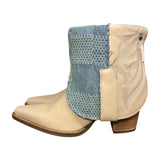 9.5 Pale Pink & Designer Denim Stacked Heel Canty Boots®