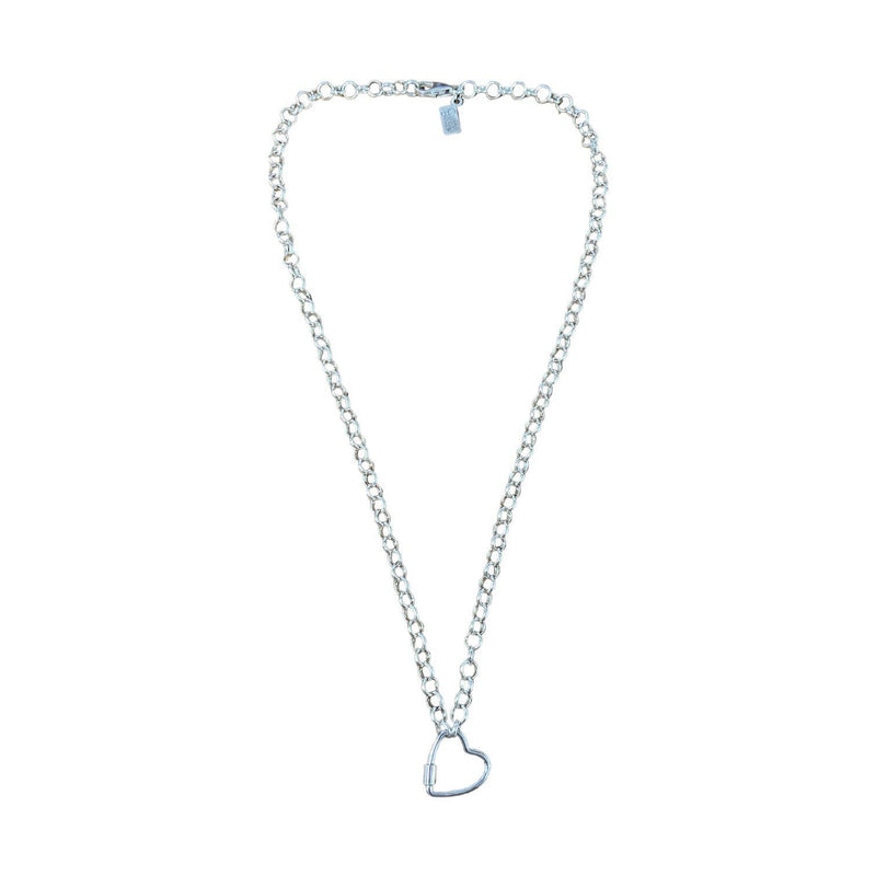 Rolo Charm Necklace with Heart Carabiner Closure