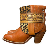7 Tan & Leopard Hair-on Hide Stacked Heel Canty Boots®