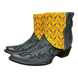 8.5 Embroidered Black & Yellow Shweshwe Fabric Canty Boots®