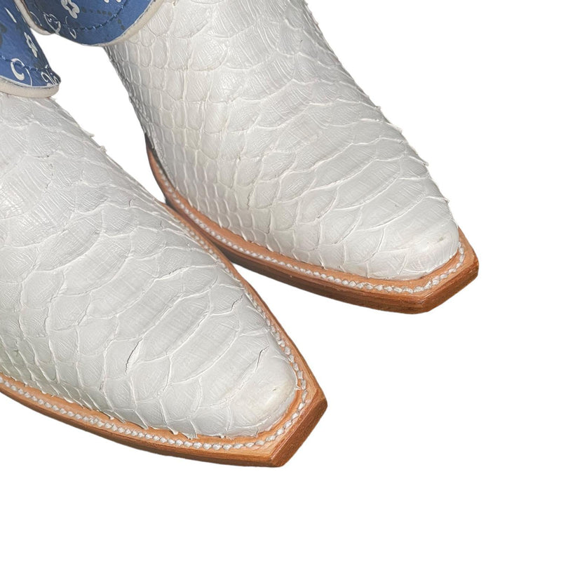 7 Exotic White & Blue Bandana Print Canty Boots®