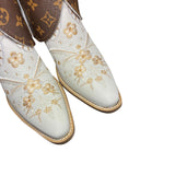 9 Cream Embroidered Floral & Designer Canty Boots®