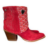 9 Red Rough Out & Designer Canty Boots® with Onyx Heart Concho